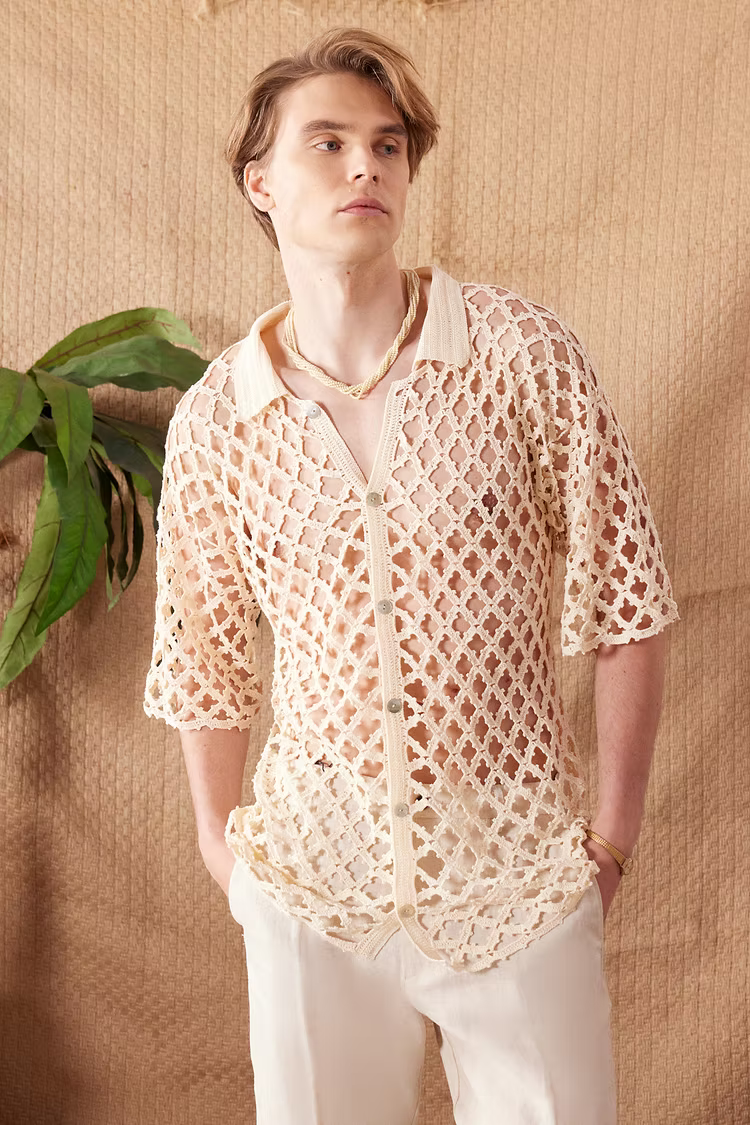 Jack of Club Lace Crochet Shirt