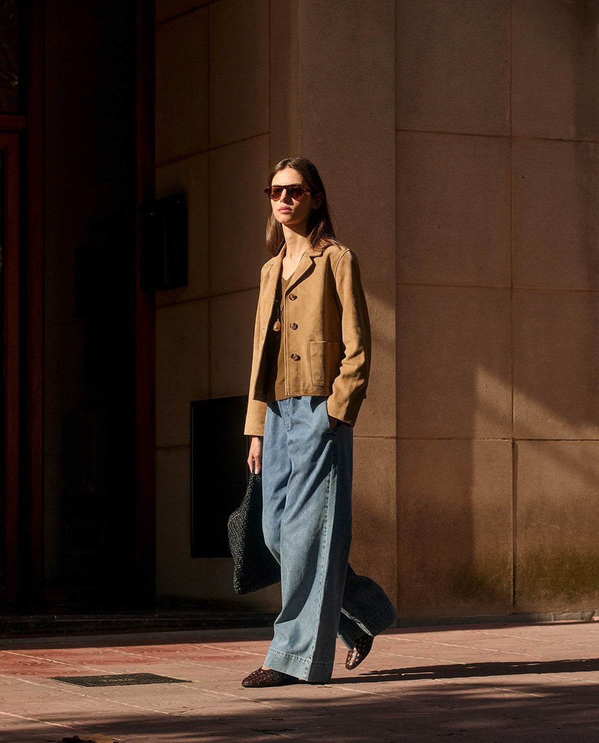 Suede jacket with lapels