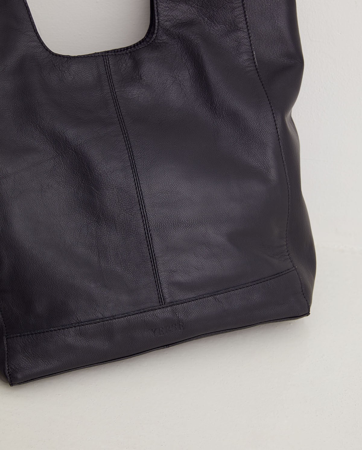 Black leather hobo bag with zip