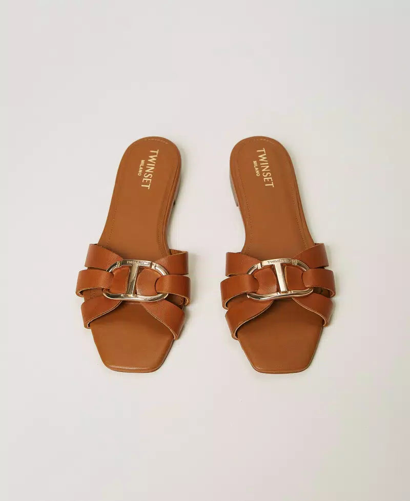 Leather slides