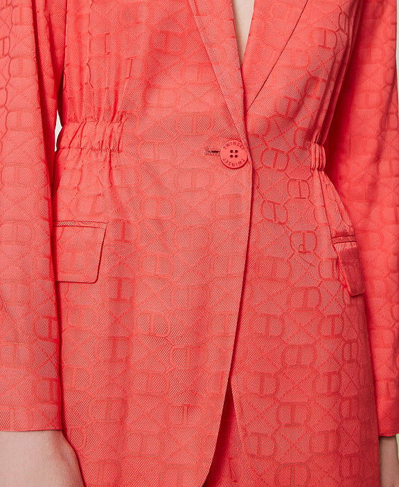 Viscose blazer with logo print