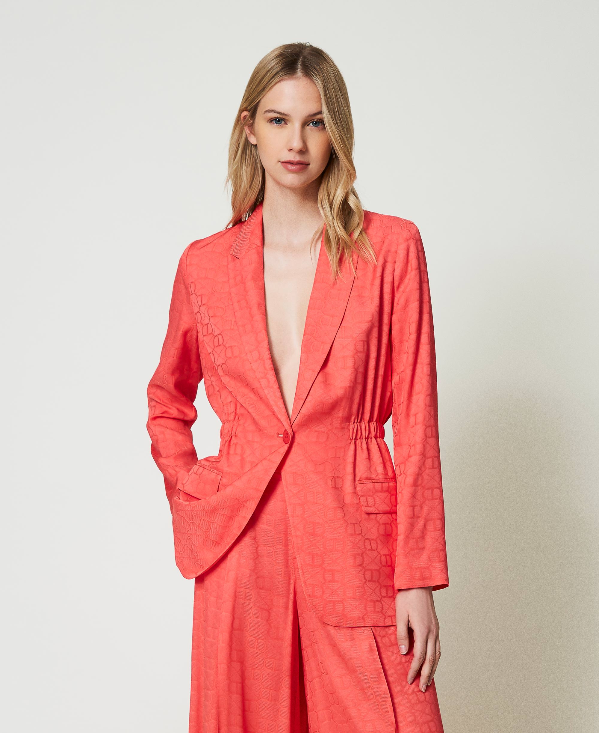 Viscose blazer with logo print