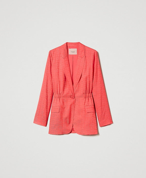 Viscose blazer with logo print