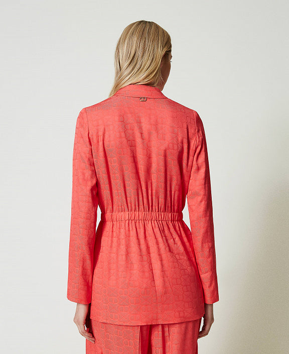 Viscose blazer with logo print