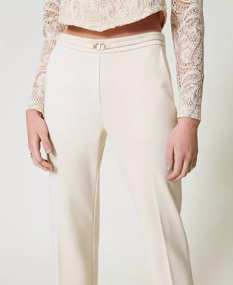 Trousers with Oval T waist strap and crease