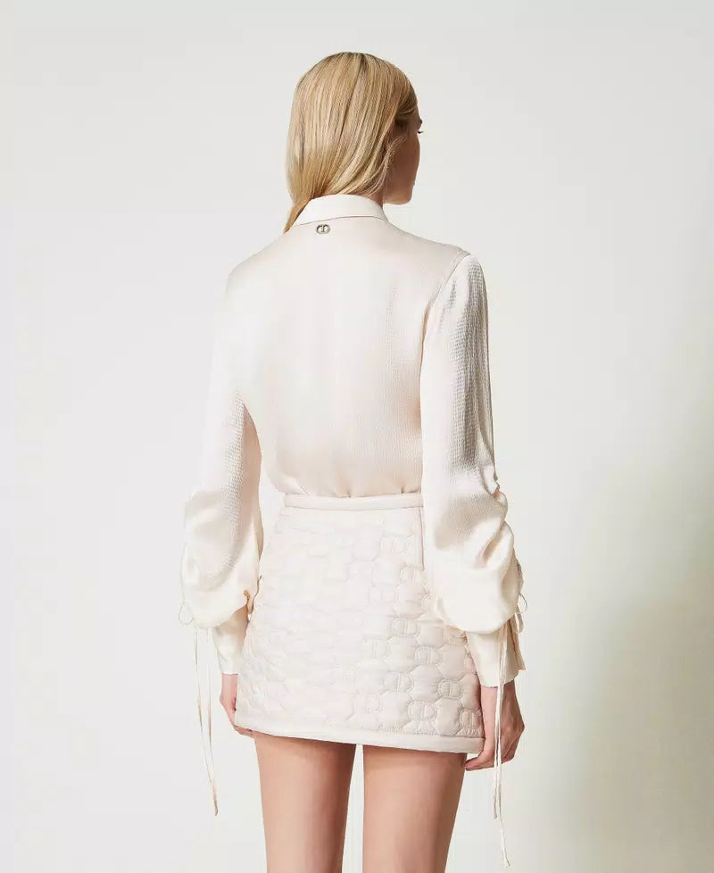 Hammered satin shirt with cut-out