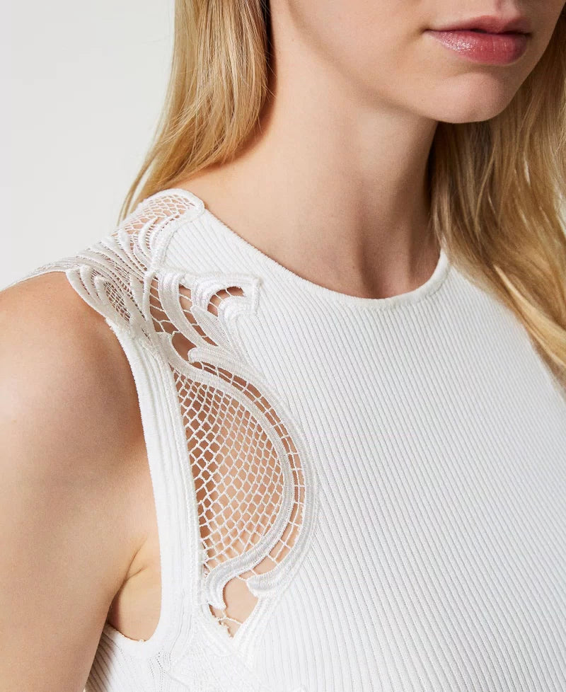 Knit top with lace