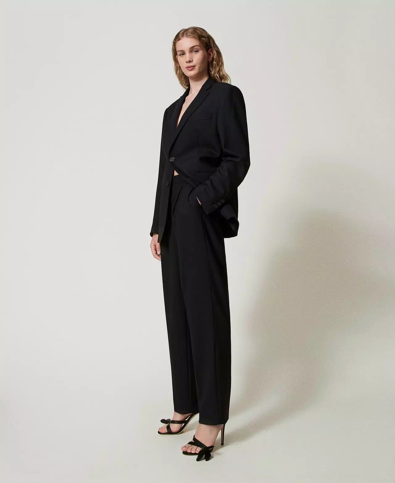 Wool blend serge trousers