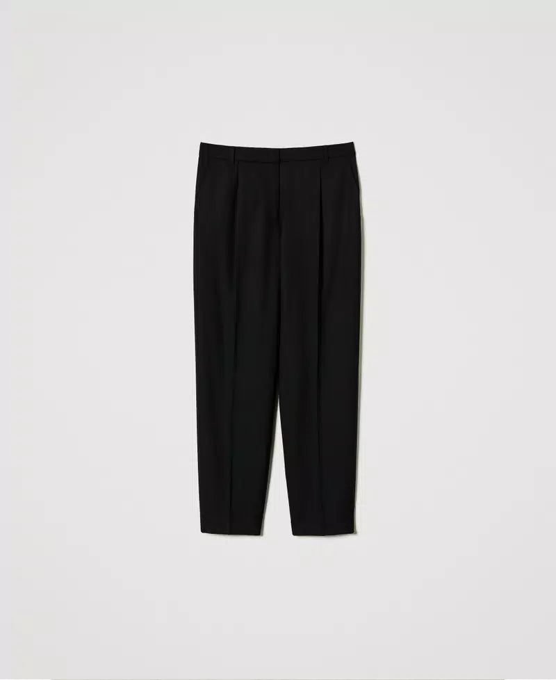 Wool blend serge trousers