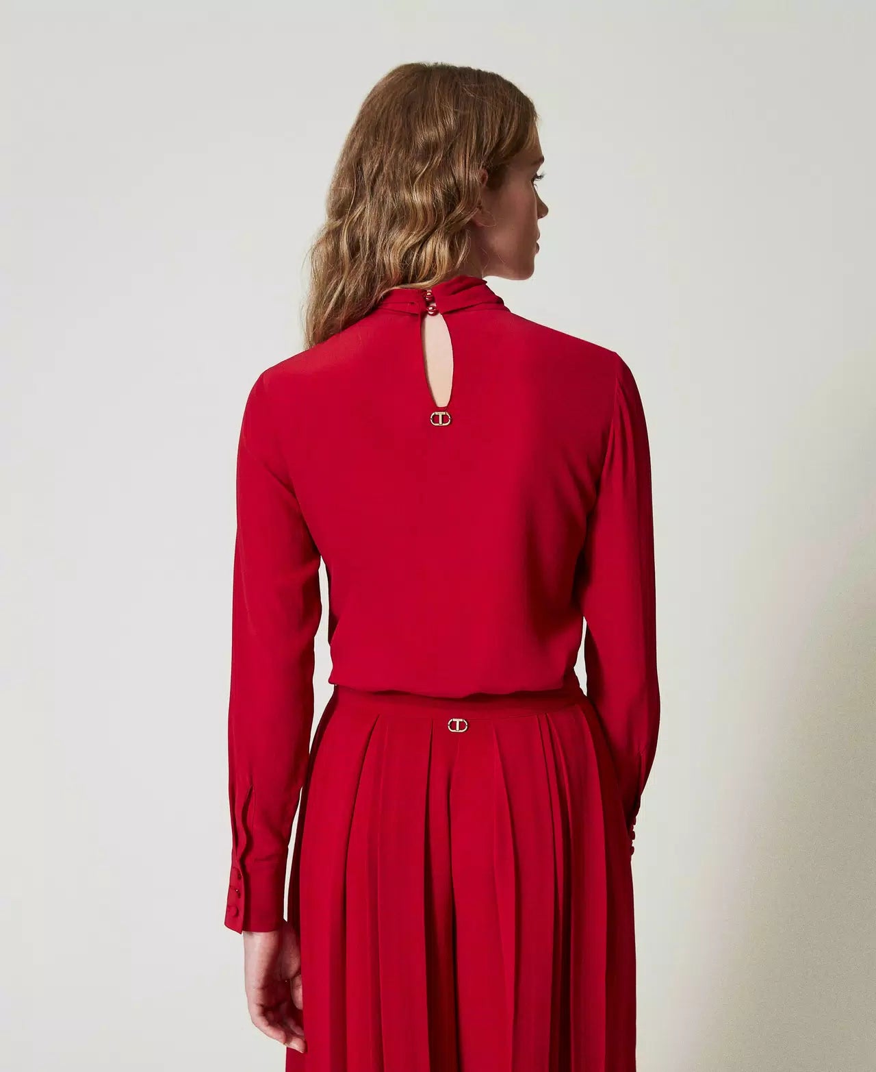 Silk blend blouse with bow