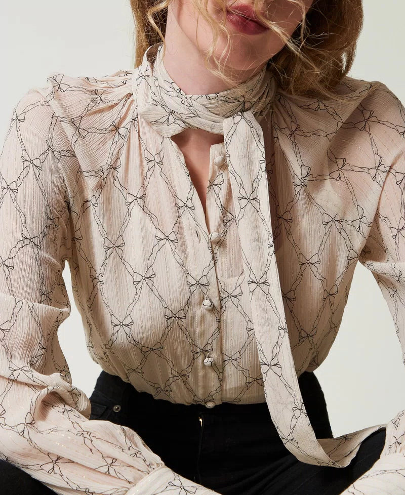 Creponne shirt with bow print