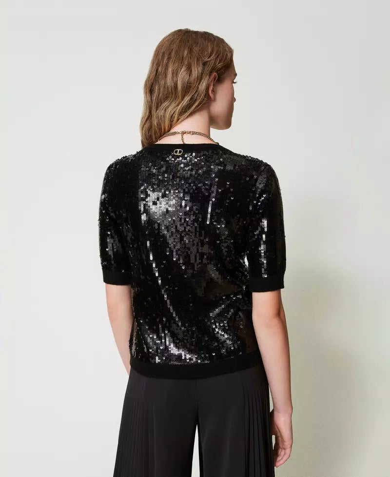 Jumper with sequin embroidery