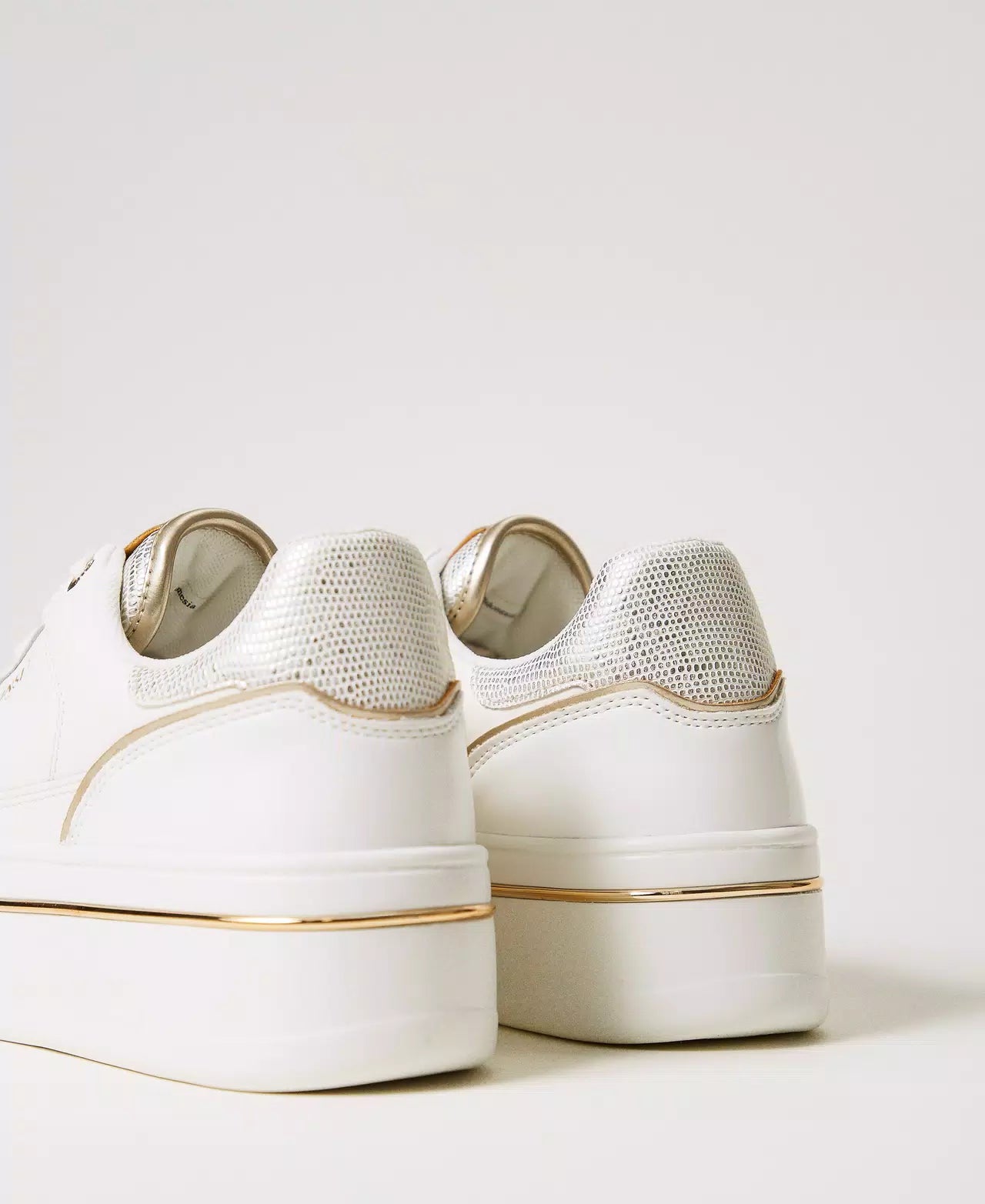 Laminated leather platform trainers