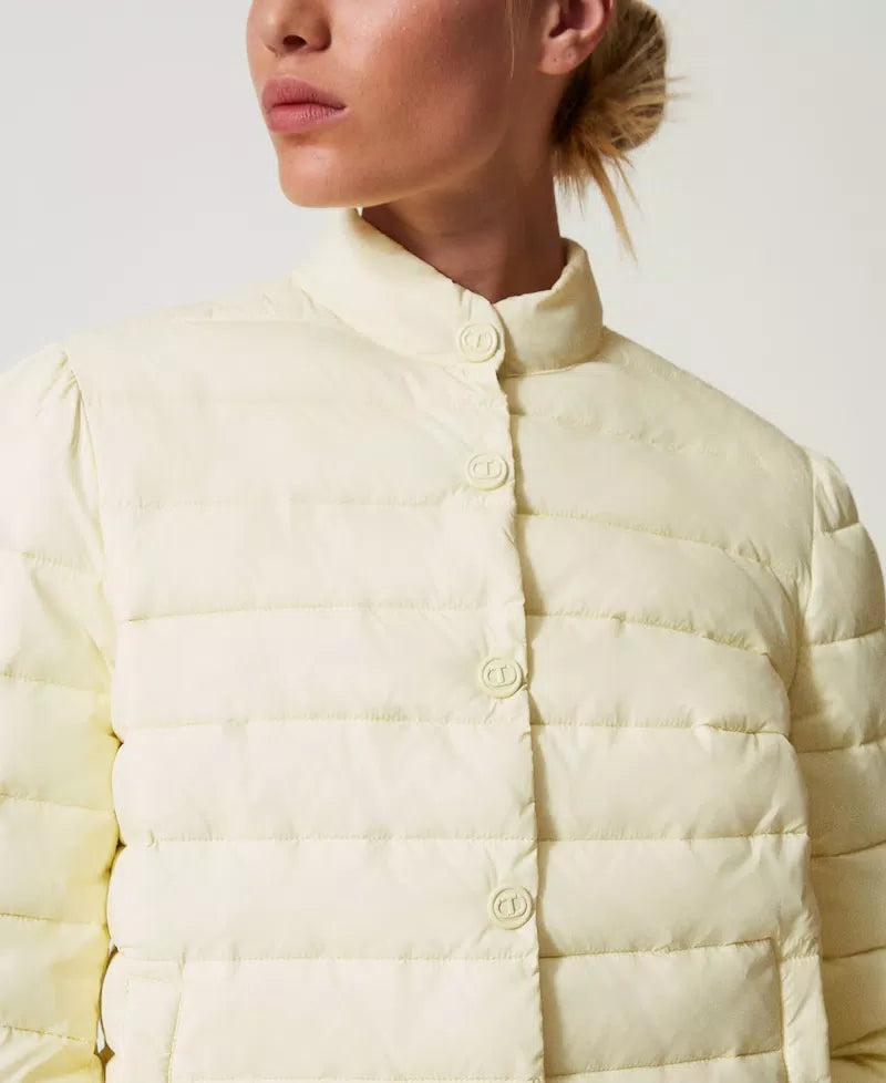 Lightweight puffer jacket with logo buttons