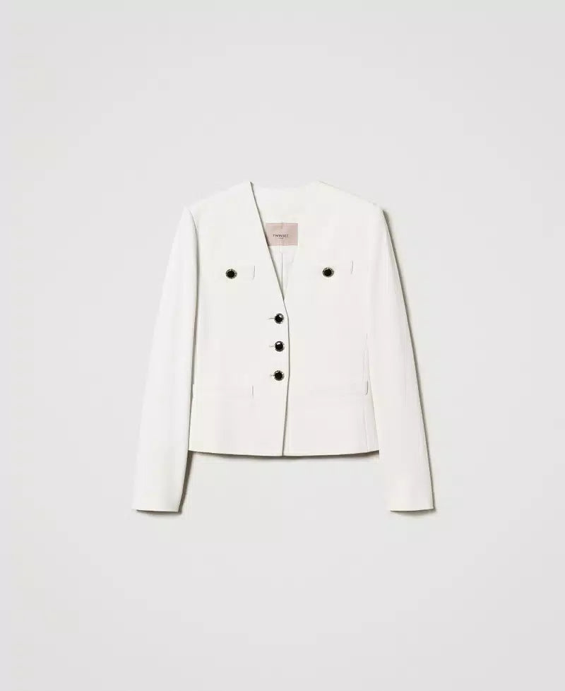 Blazer with jewel buttons