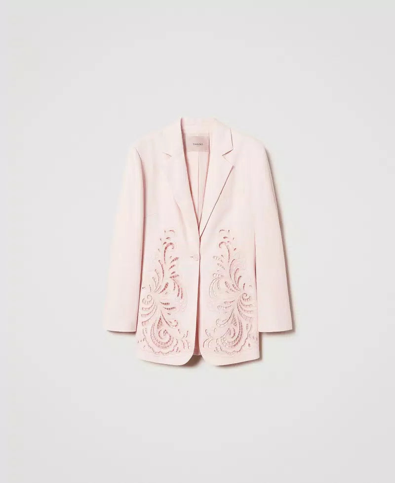 Linen blend jacket with embroidery