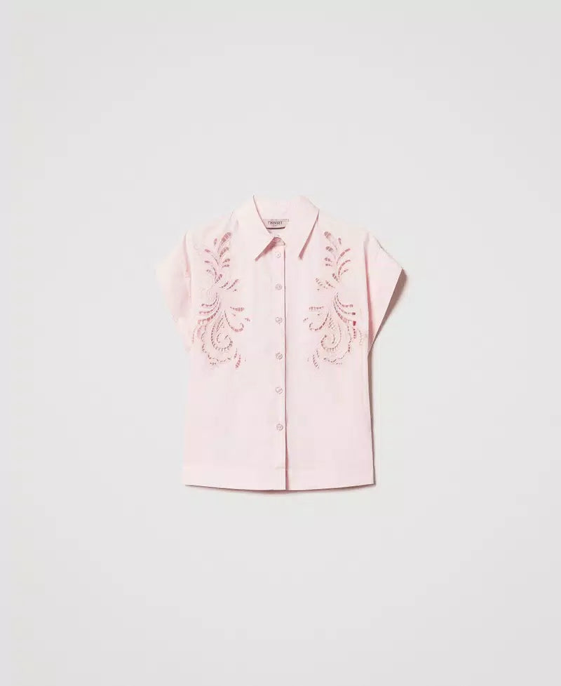 Poplin shirt with embroidery