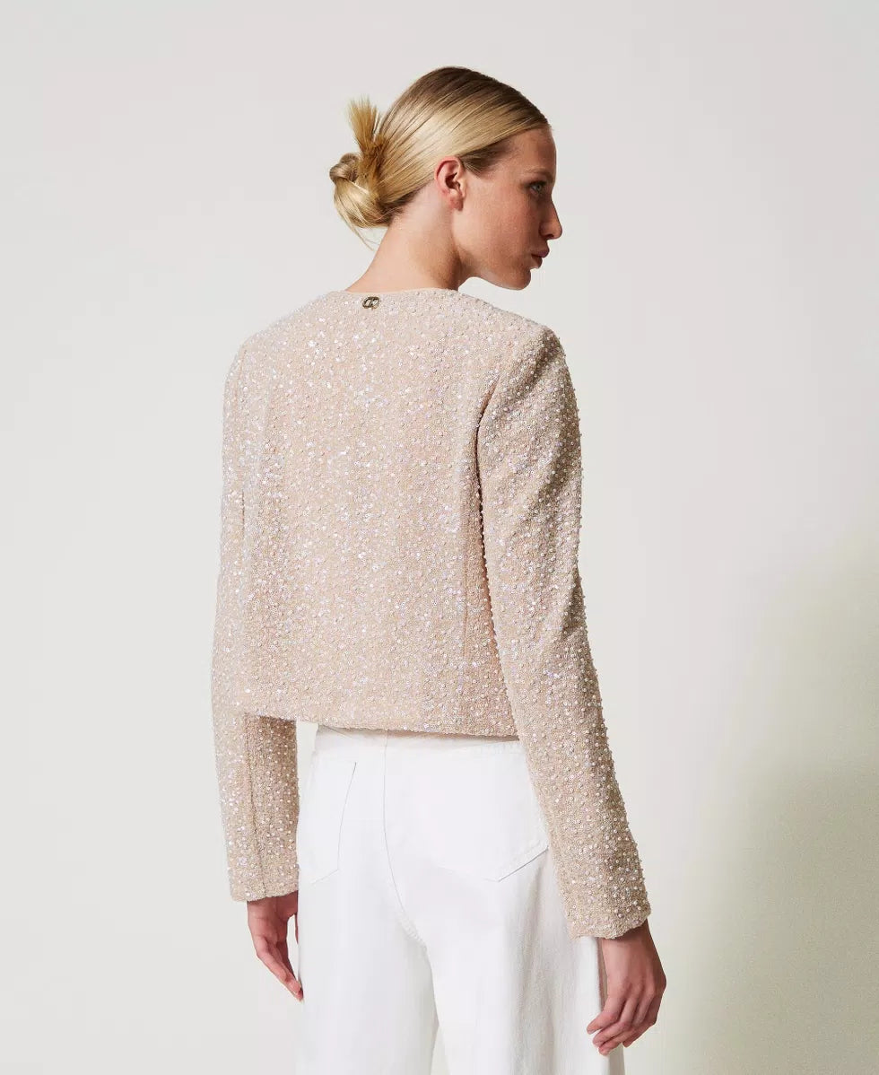 Jacket with sequins and pearls
