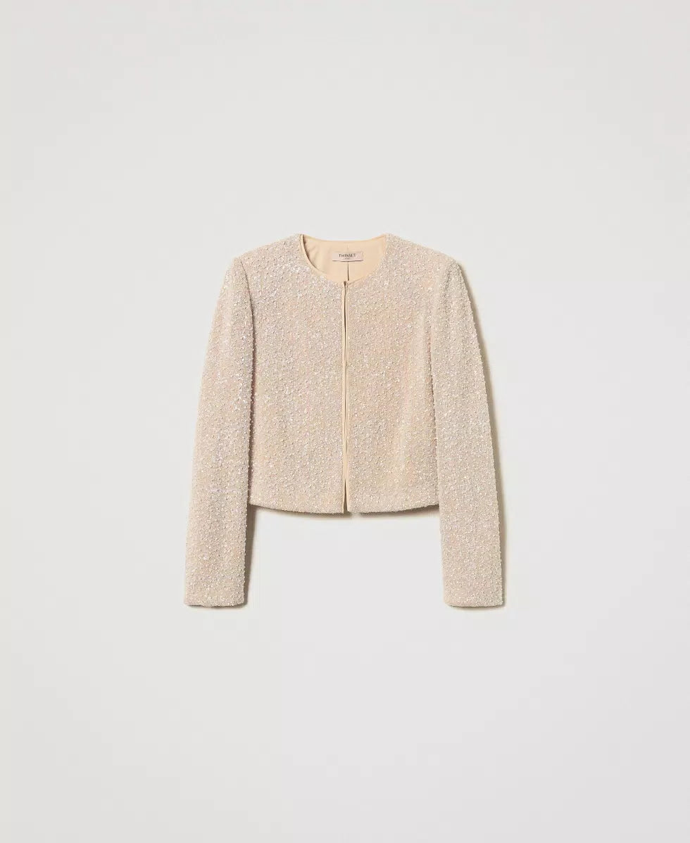 Jacket with sequins and pearls