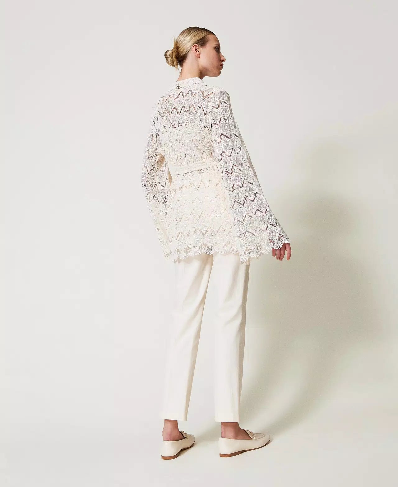 Straight cotton-blend gabardine trousers