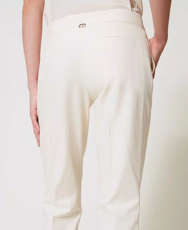 Straight cotton-blend gabardine trousers