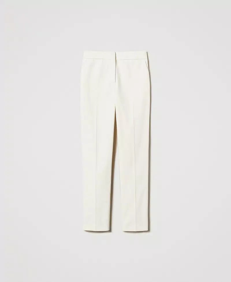 Straight cotton-blend gabardine trousers