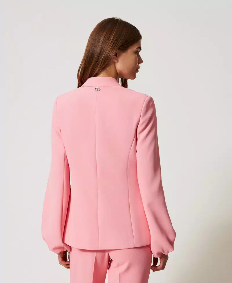 Crêpe jacket with gathered sleeves