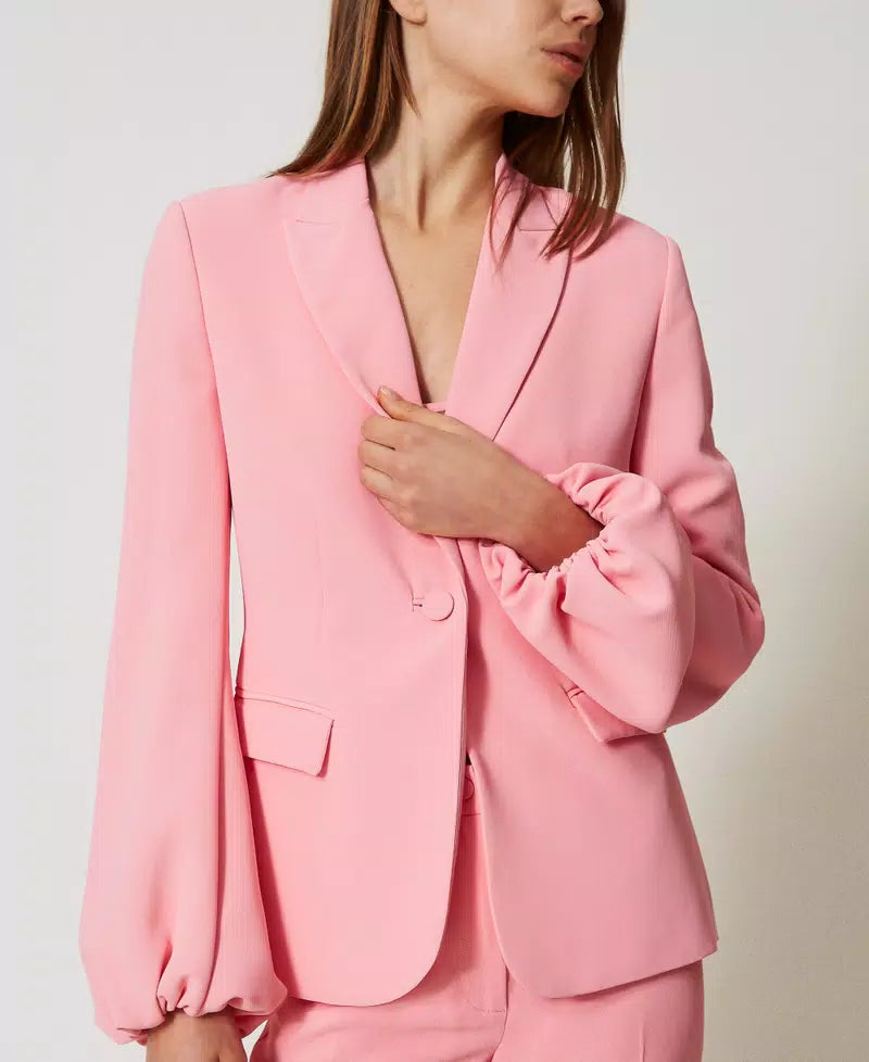 Crêpe jacket with gathered sleeves