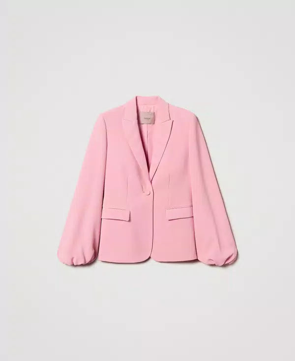 Crêpe jacket with gathered sleeves