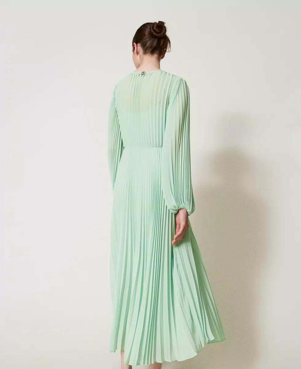 Long pleated georgette dress