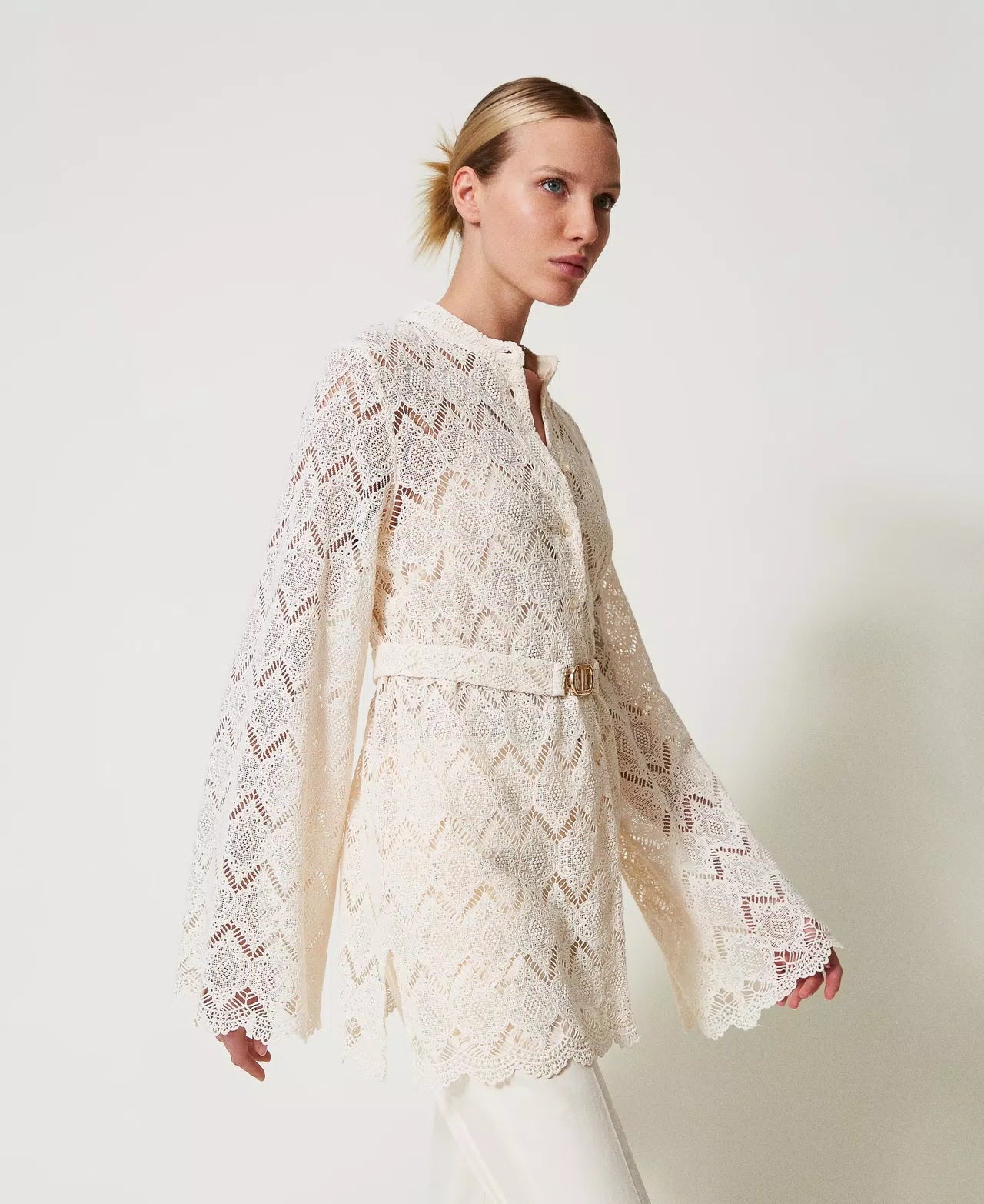 Maxi macramé lace shirt