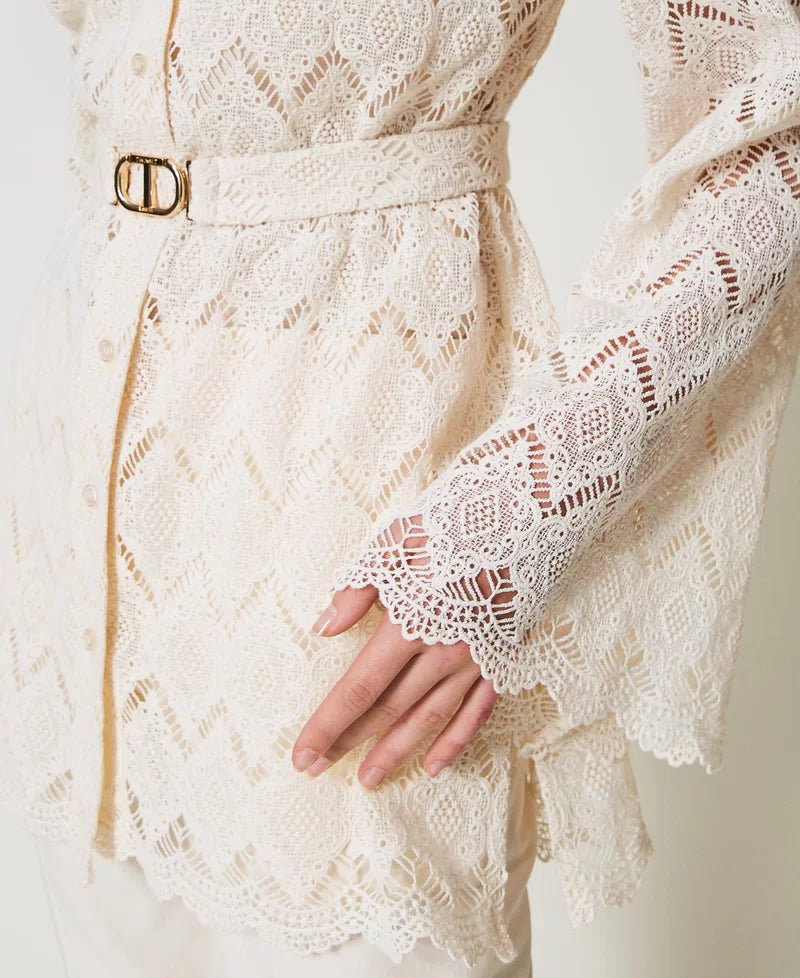 Maxi macramé lace shirt