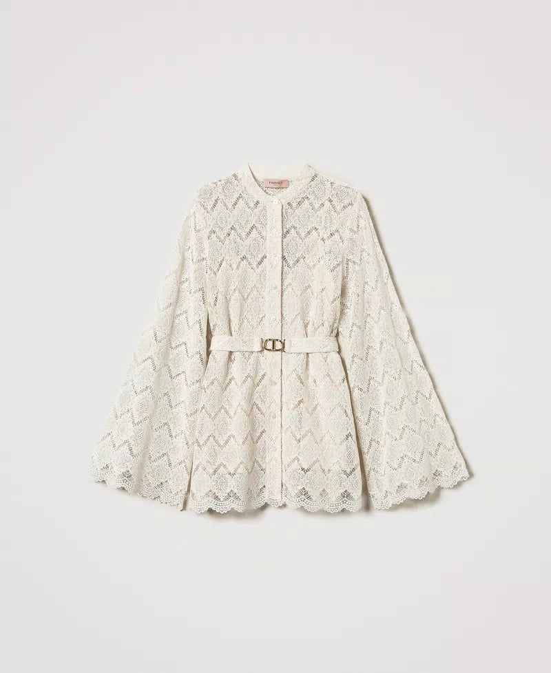 Maxi macramé lace shirt