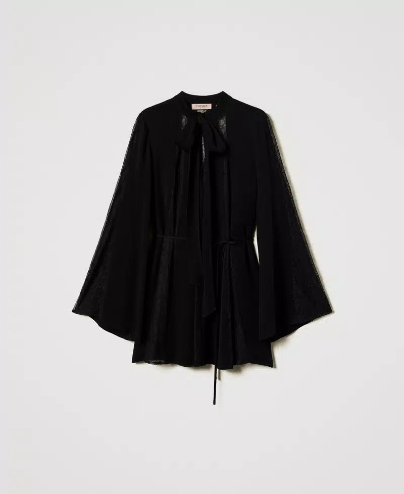 Crêpe tunic with lace