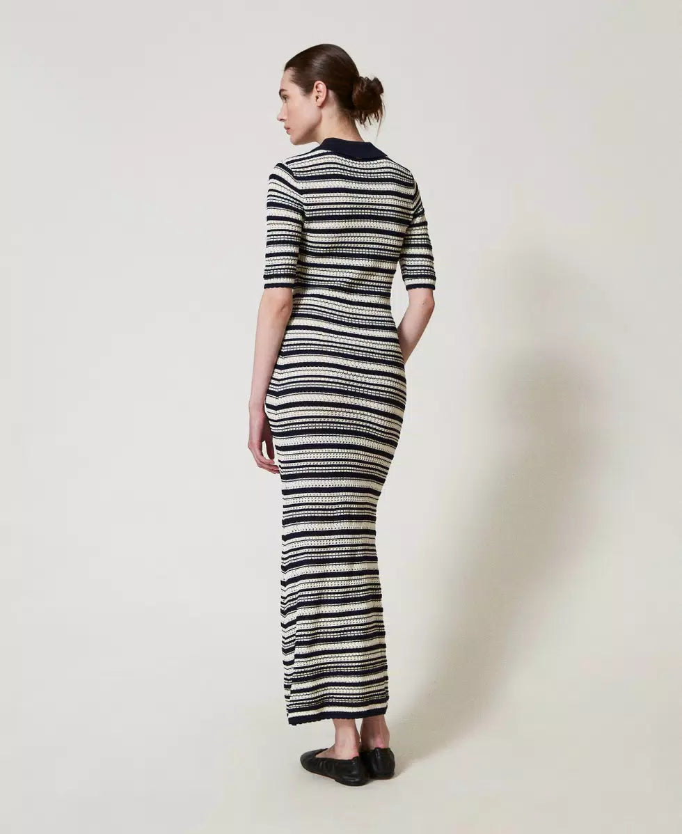 Long two-tone knit dress