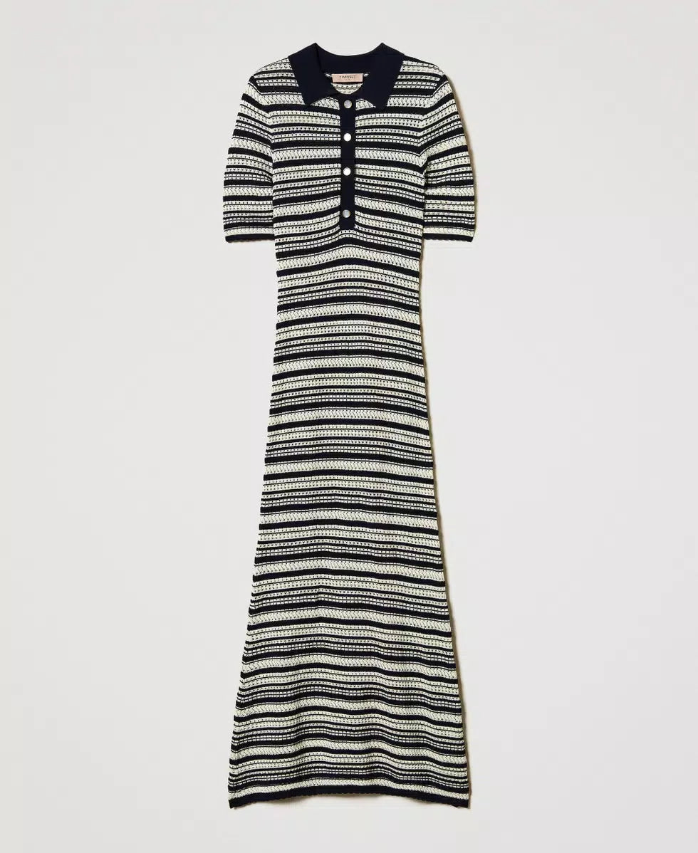 Long two-tone knit dress