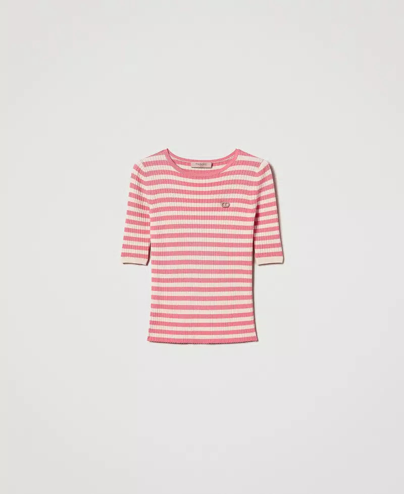 Striped jumper with short sleeves