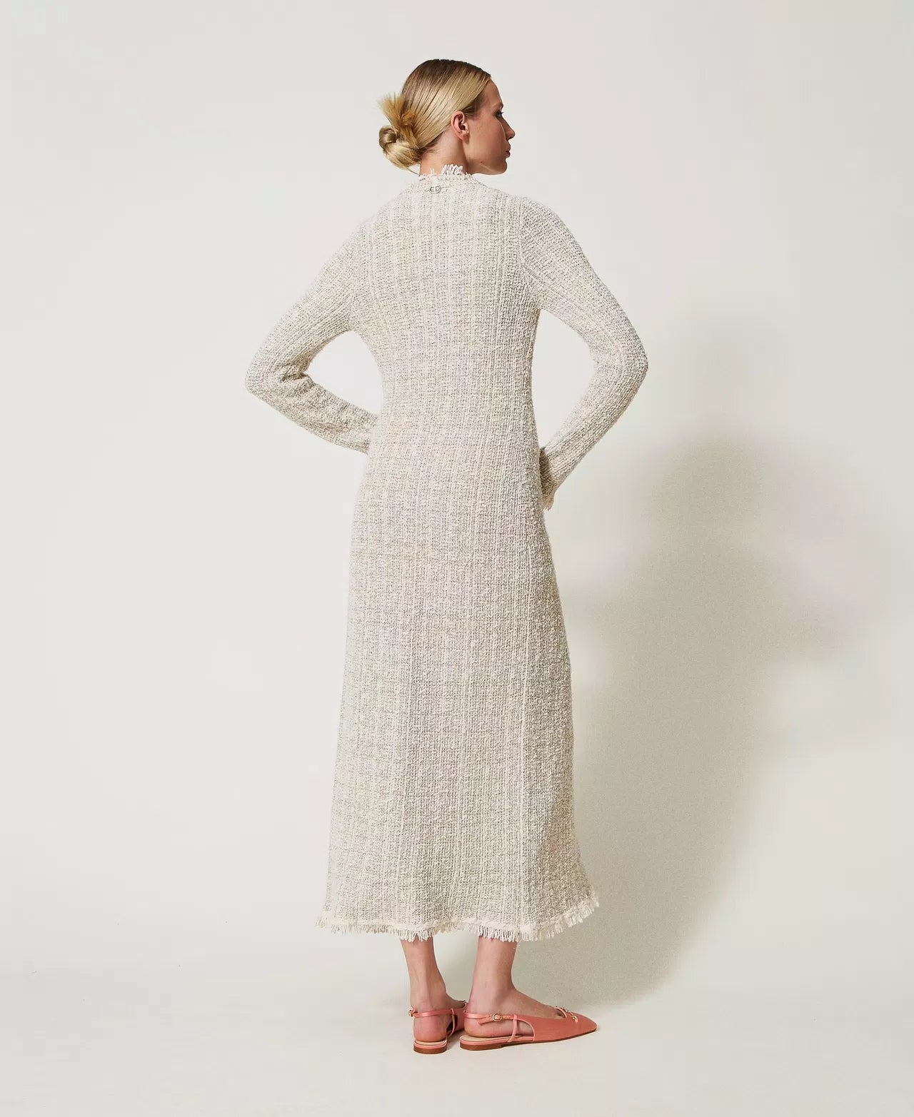 Jacquard maxi cardigan with lurex