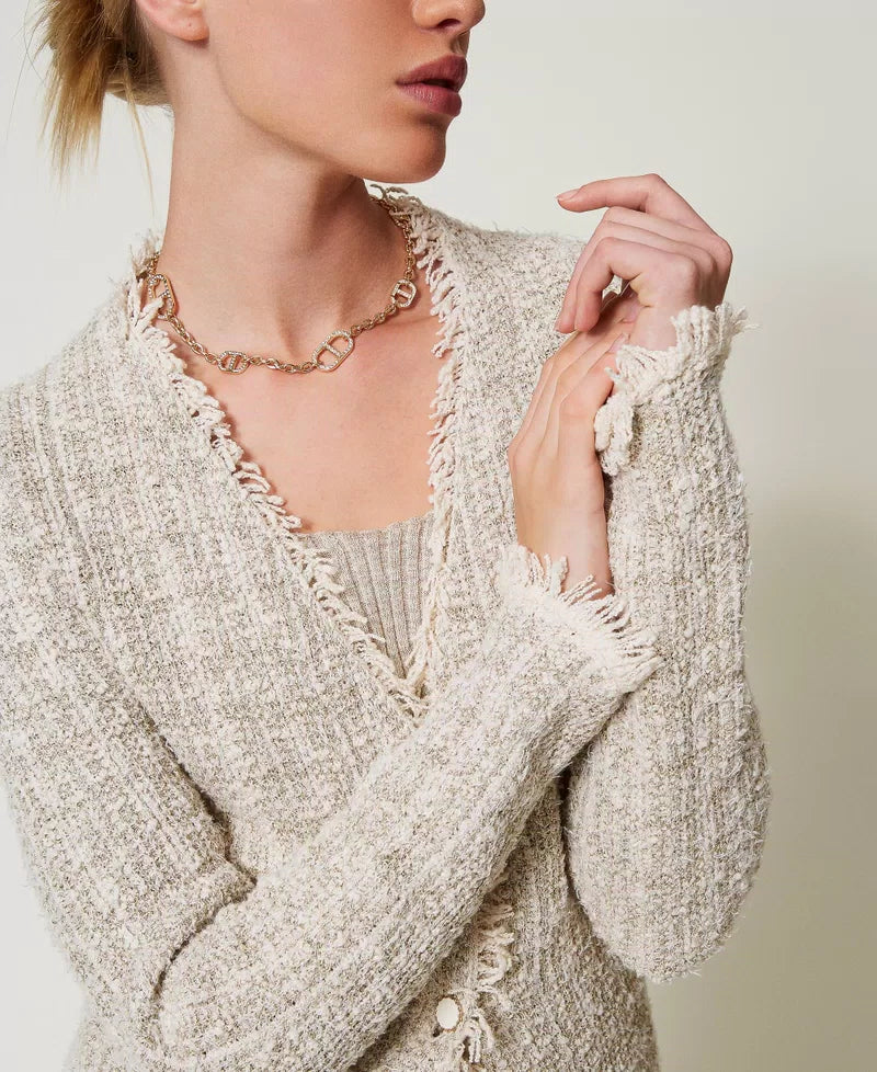 Jacquard maxi cardigan with lurex