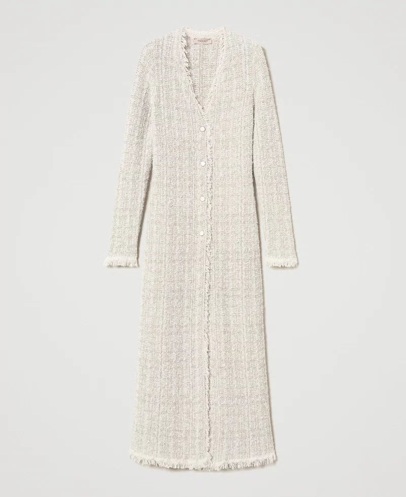 Jacquard maxi cardigan with lurex