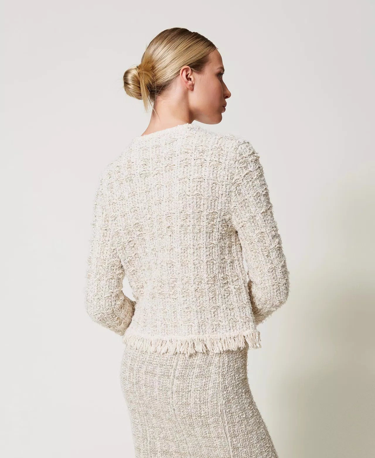 Jacquard knit jacket with lurex