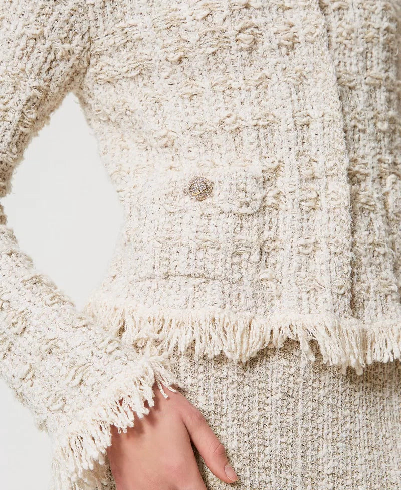 Jacquard knit jacket with lurex