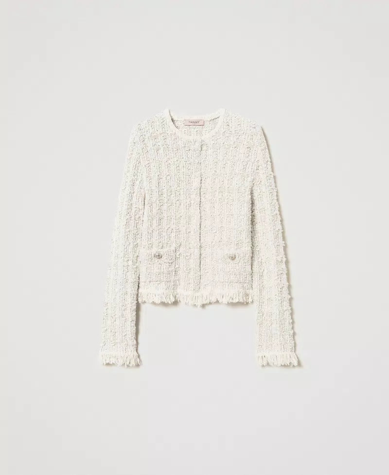 Jacquard knit jacket with lurex