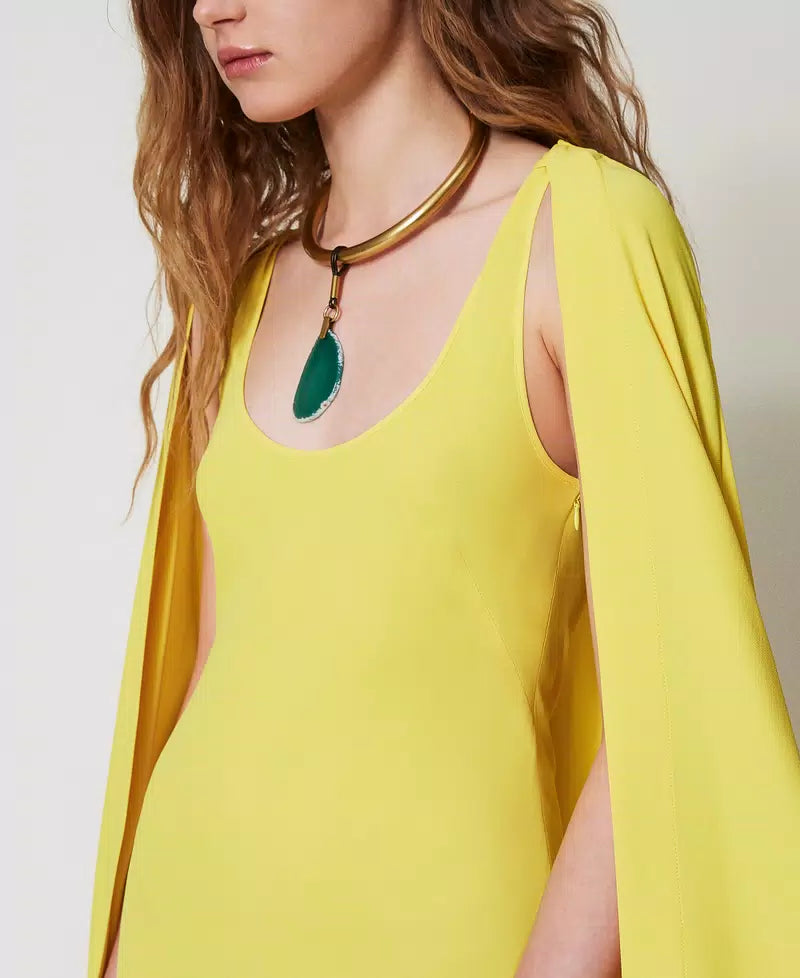 Ischia long georgette cape dress