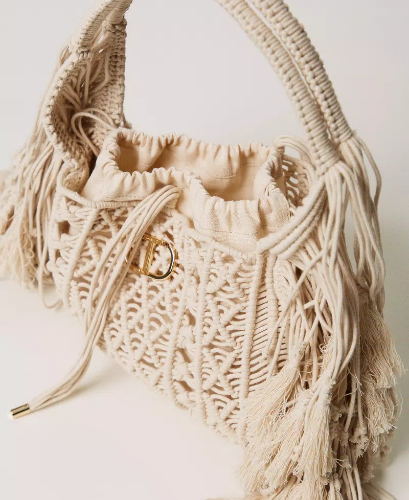 Salina shopper with woven design and fringes