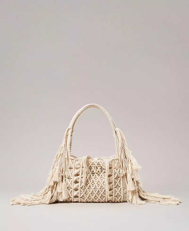 Salina shopper with woven design and fringes