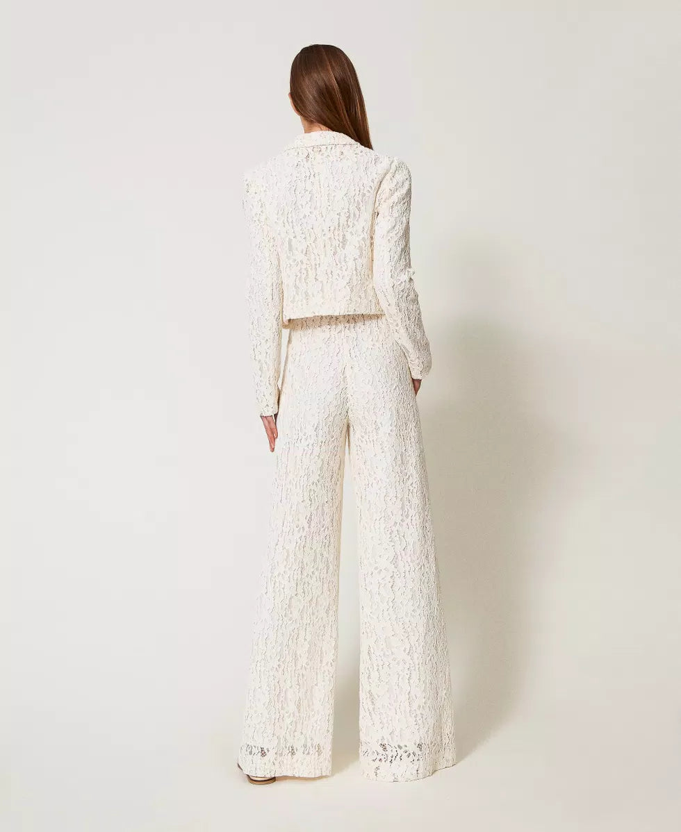 Wide-leg trousers in floral lace