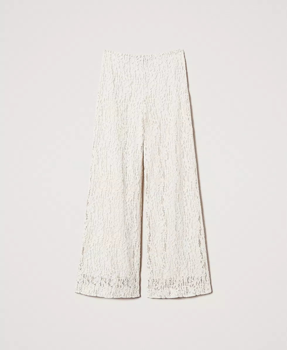 Wide-leg trousers in floral lace