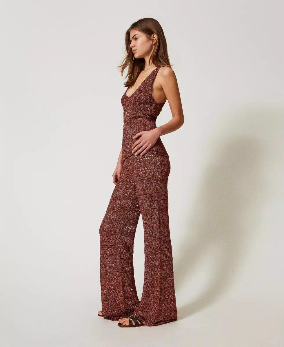 Lurex knit palazzo trousers