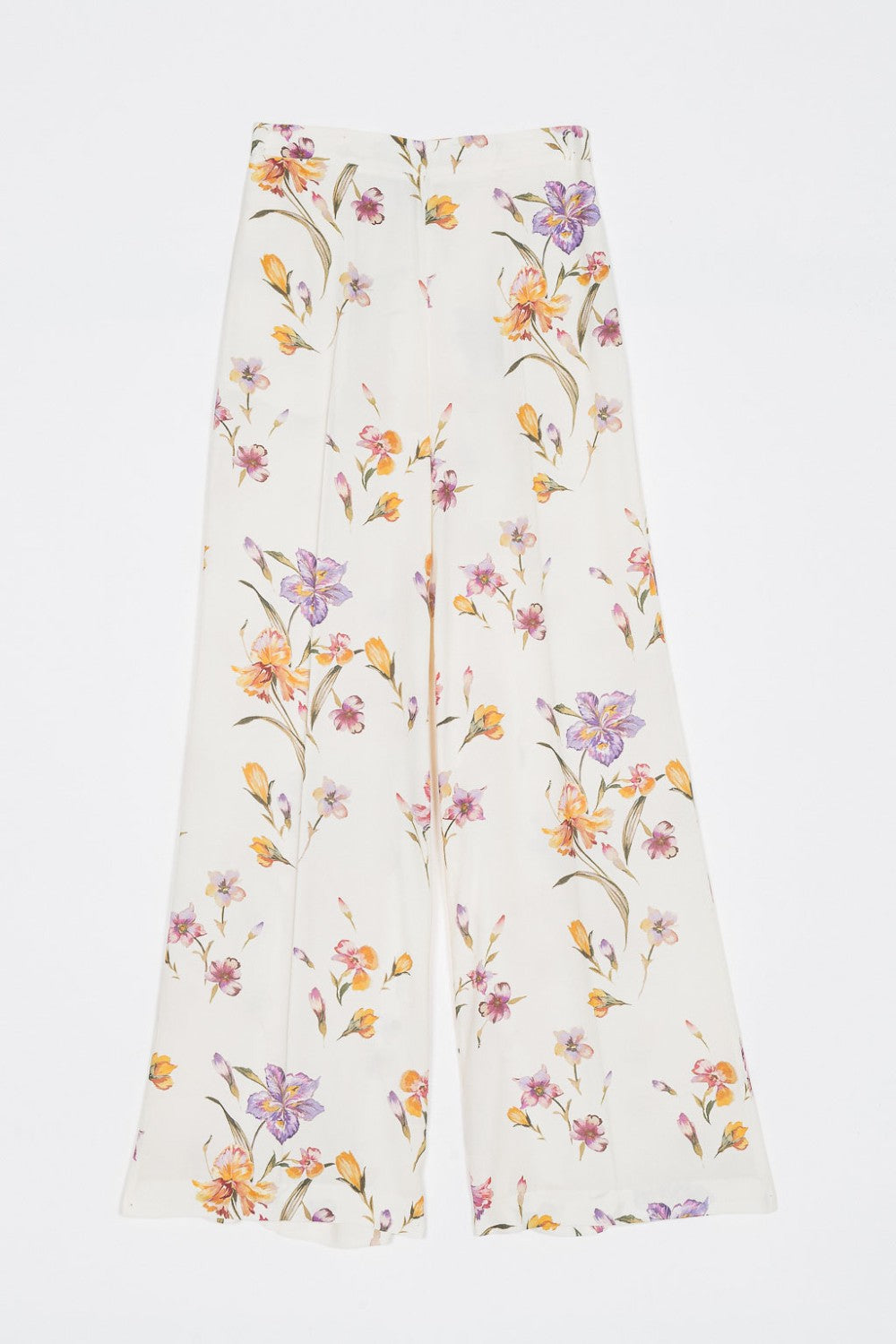 Crêpe de Chine floral trousers